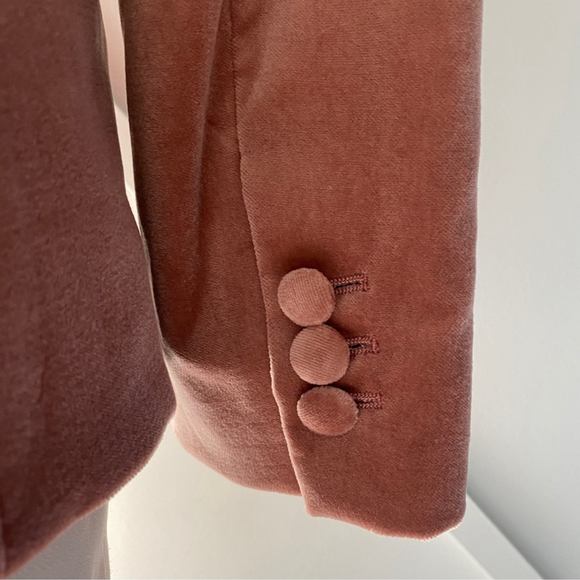 Frame Single Breast Lined Velvet Blazer Notch Lapel Pockets Old Rose - 0 - Picture 9 of 14